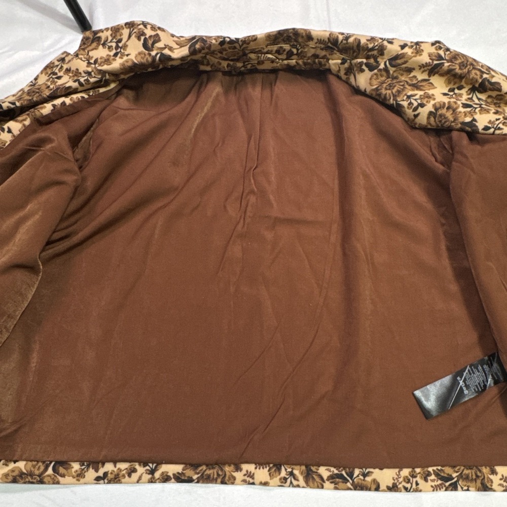 Free People Women's Floral Cropped Blazer Jacket Brown Beige Button Front Size M - Picture 6 of 9